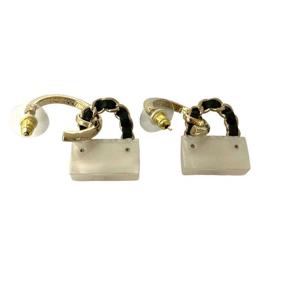CHANEL Authentic Black Logo Earrings - Picture 3 of 4